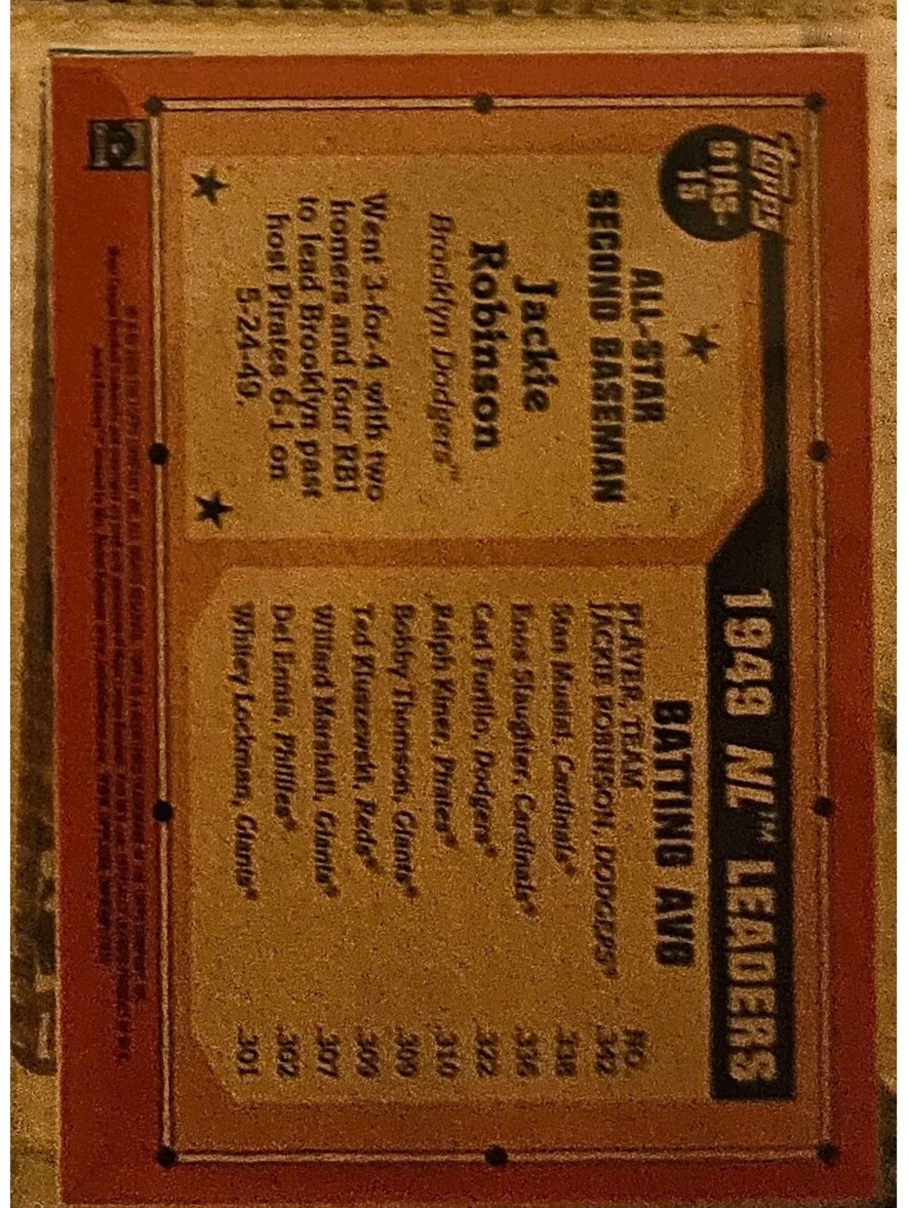 2018 Topps Update Don't Blink #DB16 Jackie Robinson - NM-MT [COPY]